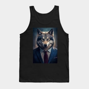 Distinguished Wolf portrait wearing a nice suit Tank Top